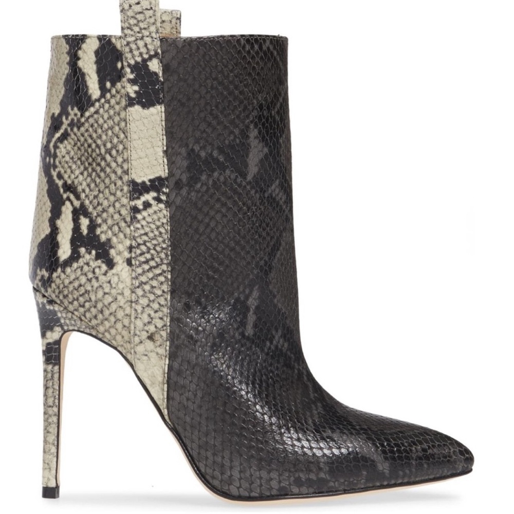 EUC Paris Texas Two Tone Snake Textured Leather Bootie - Picture 4 of 6